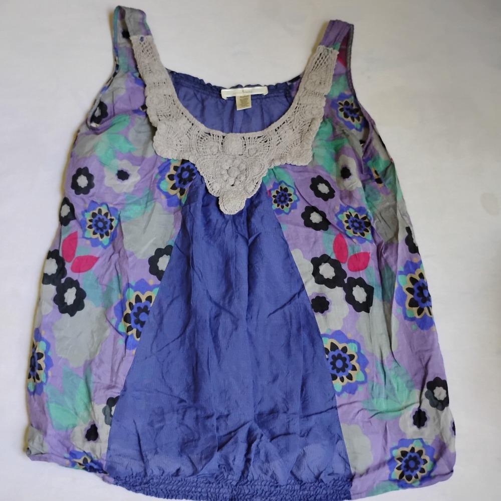 Trinity Top Medium Silk Cotton Patchwork Flowy Fa… - image 1